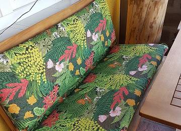 Bankauflage mit Rcklehne und Sitzkissen fr Gartenbank in der Farbe Amazon Coral