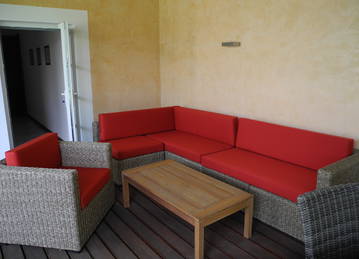 Lounge Sitzkissen und Rücklehne nach Maß für Gartensitzgruppe in der Farbe Wine