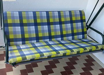 Bankauflage mit Rcklehne nach Ma fr Hollywoodschaukel in der Farbe Checkered Blue