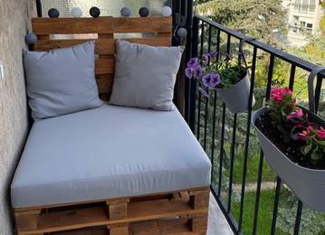 Lounge Sitzkissen und Lounge Rcklehne/Zierkissen nach Ma fr Balkon in der Farbe Sunny Gris 